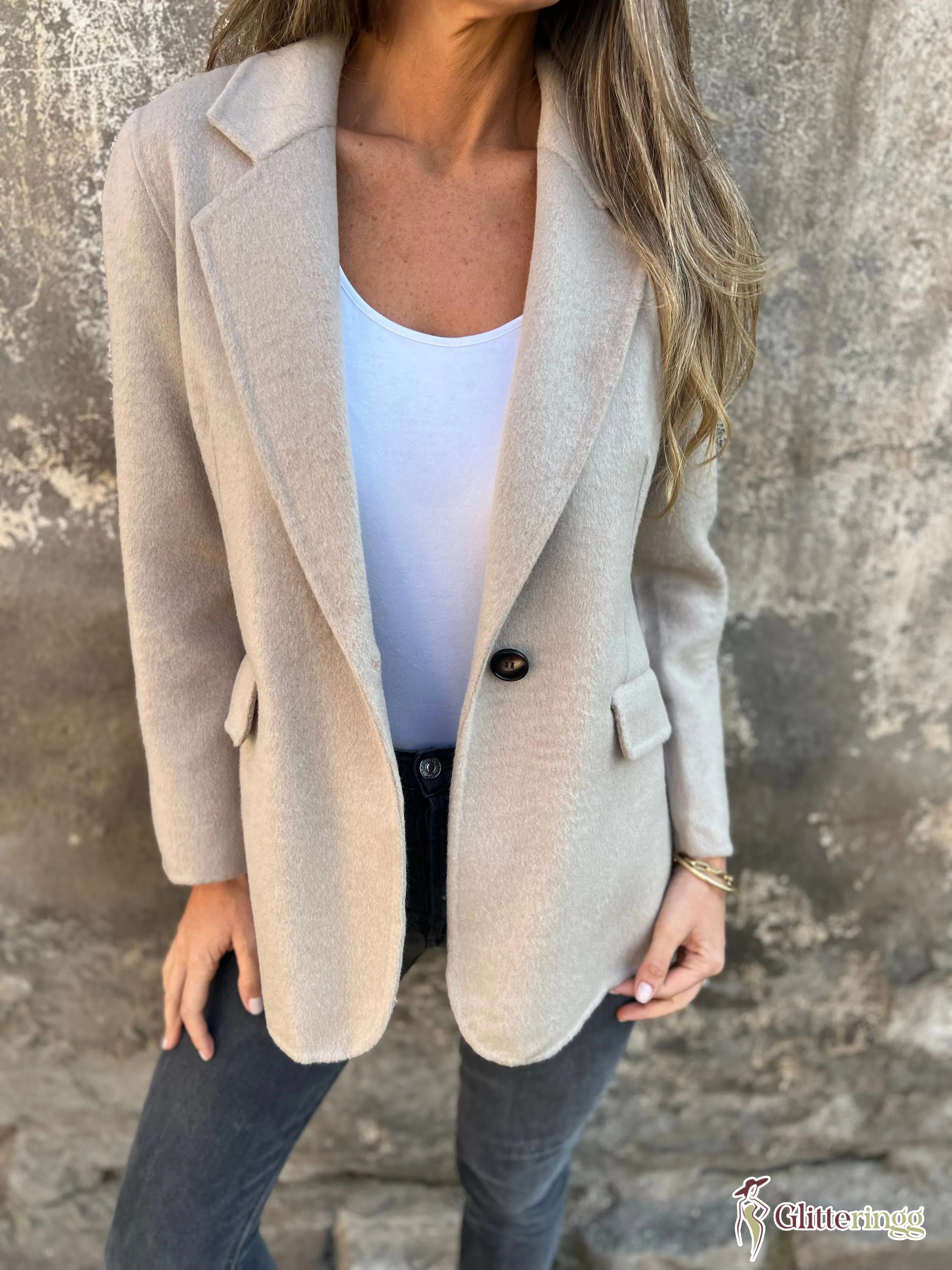 Cashmere solid color single button suit jacket