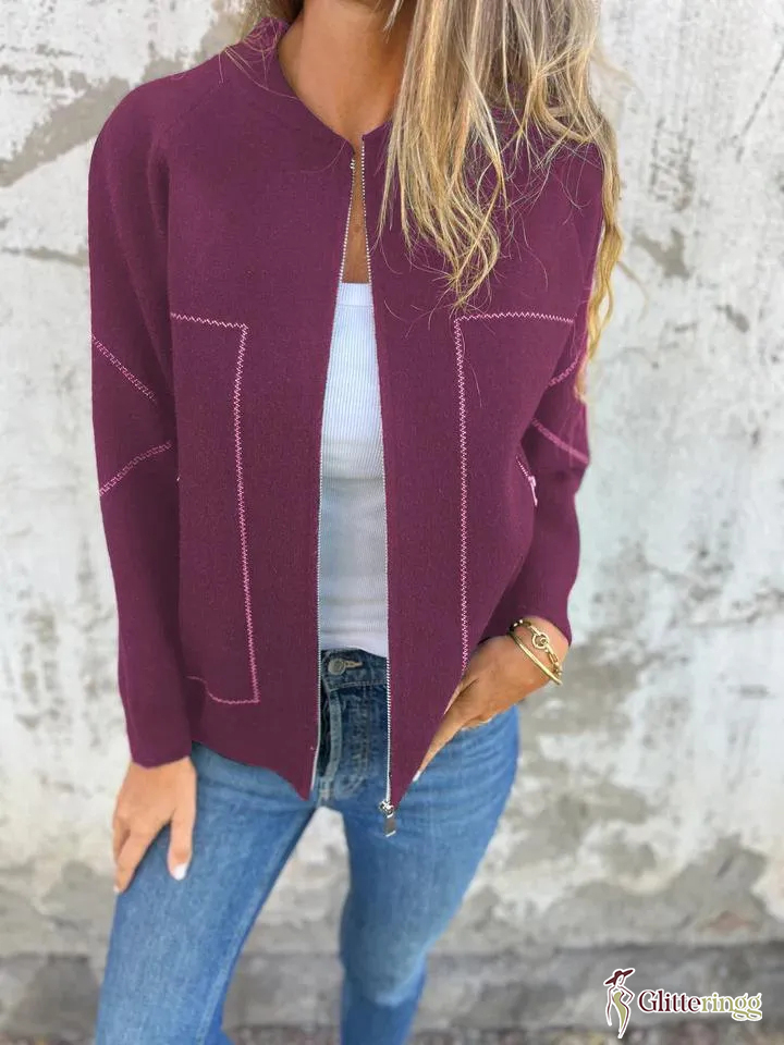 Casual Round Neck Zipper Thin Jacket