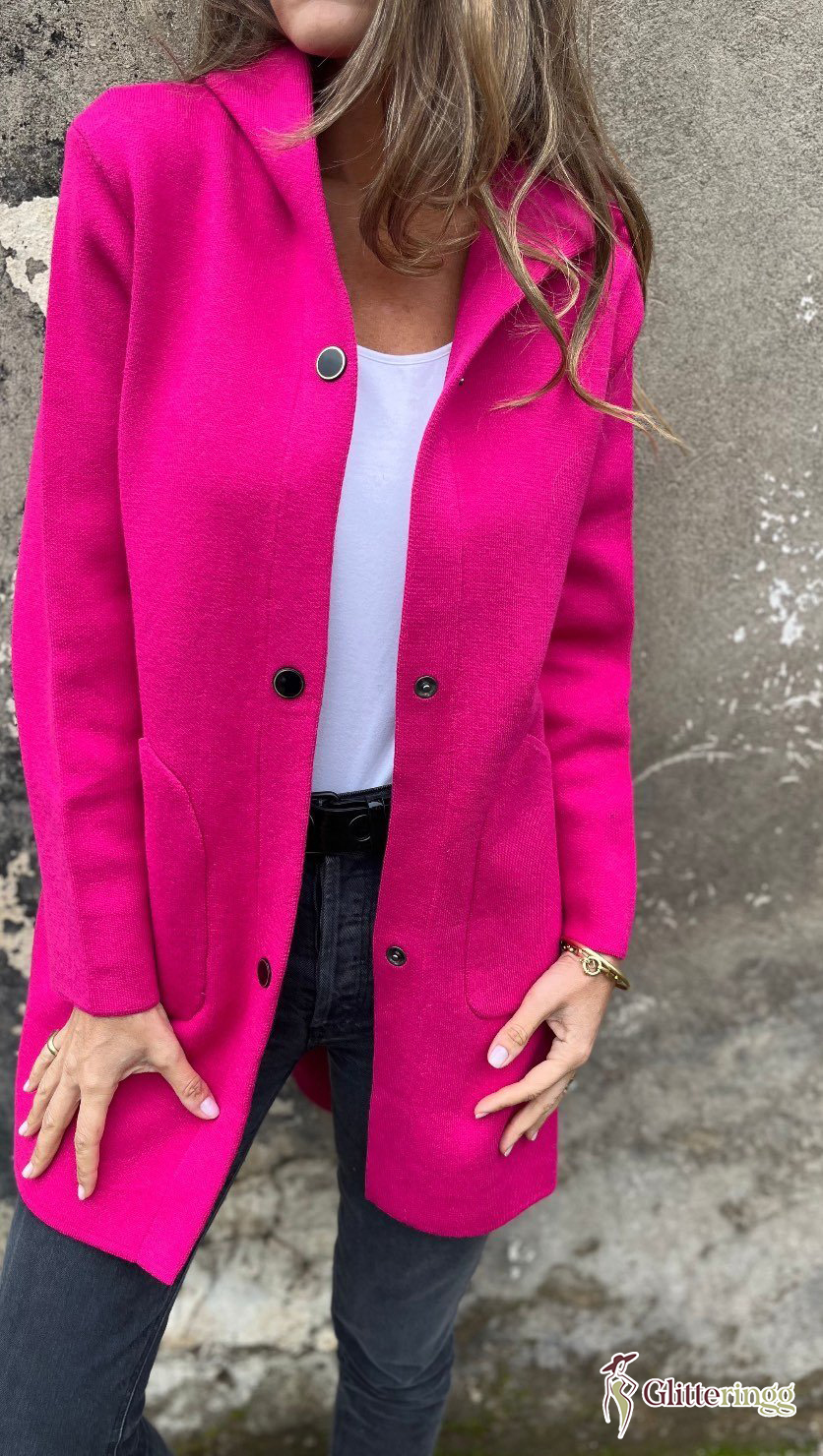 Women's Hooded Long-sleeved Side Button Design Casual Jacket