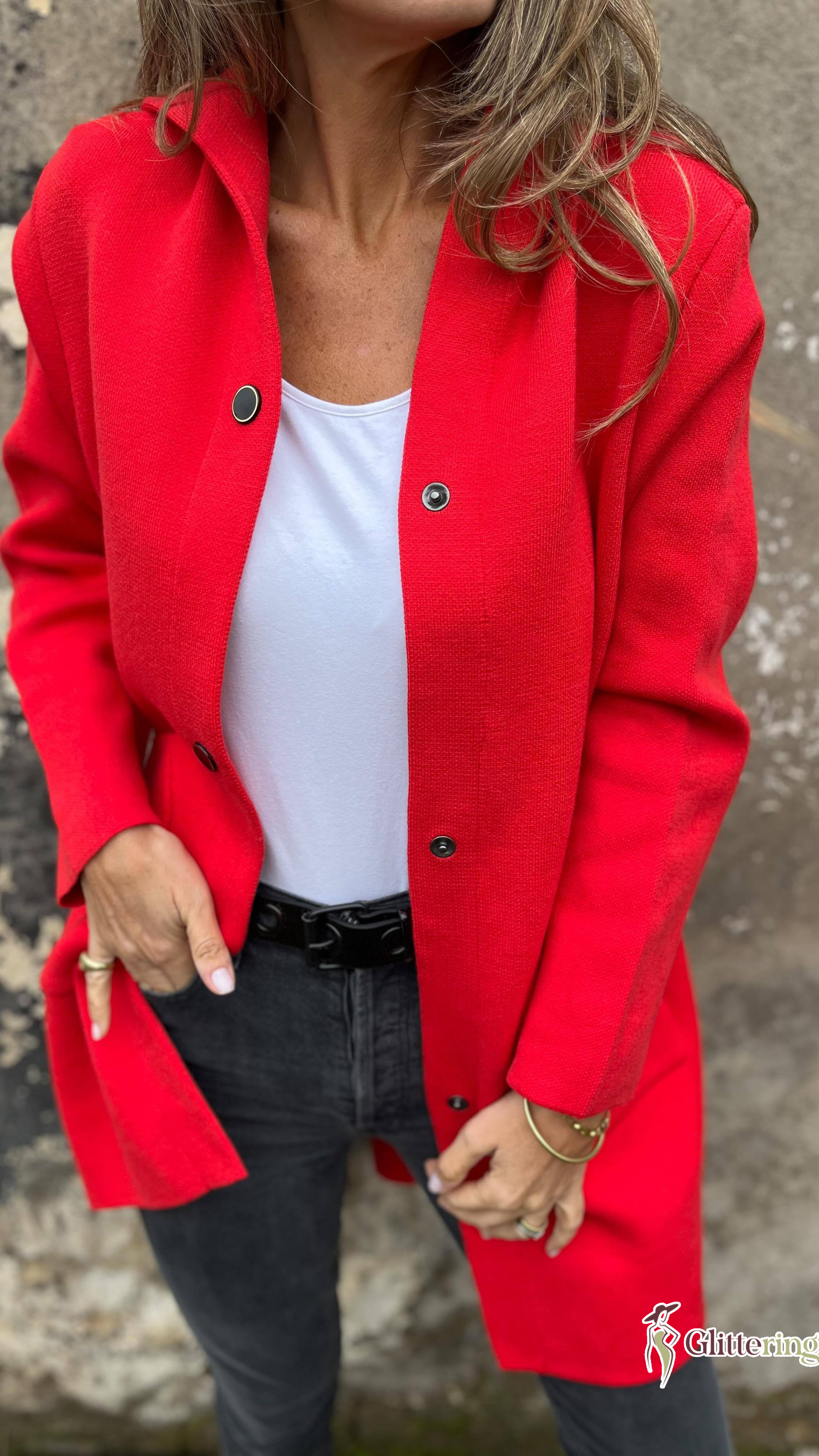 Women's Hooded Long-sleeved Side Button Design Casual Jacket