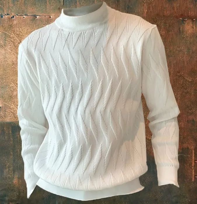 Pulover casual împletit de culoare solidă pentru bărbați