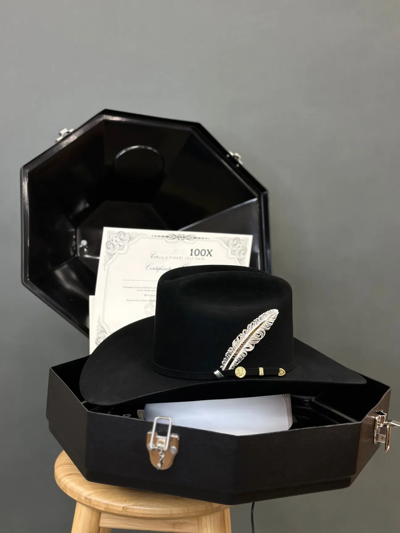 COWBOY HAT 100X EL PRESIDENTE NEGRO/BLACK COPA ALTA