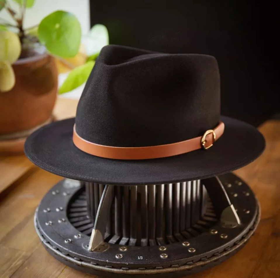 Bespoke Handmade Fedora - Leather hat band-Black