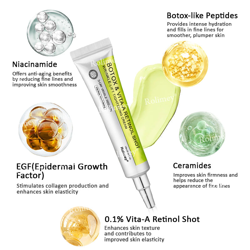 ✔Made and shipped from the USA 💫Rolimey® Botox & Vita-A Retinol Shot Wrinkle-Lift Tightening cream - Last Day Promotion 70% OFF