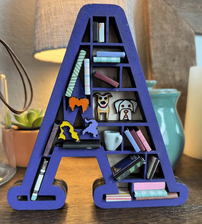 Custom Initial Book Lover Miniature Bookshelf
