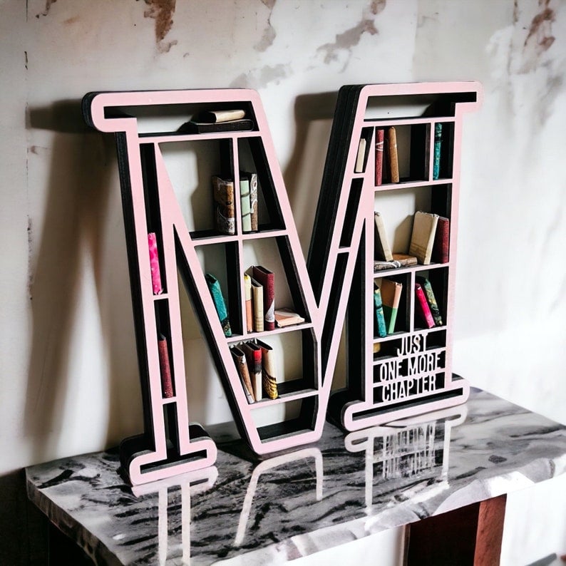 Custom Initial Book Lover Miniature Bookshelf