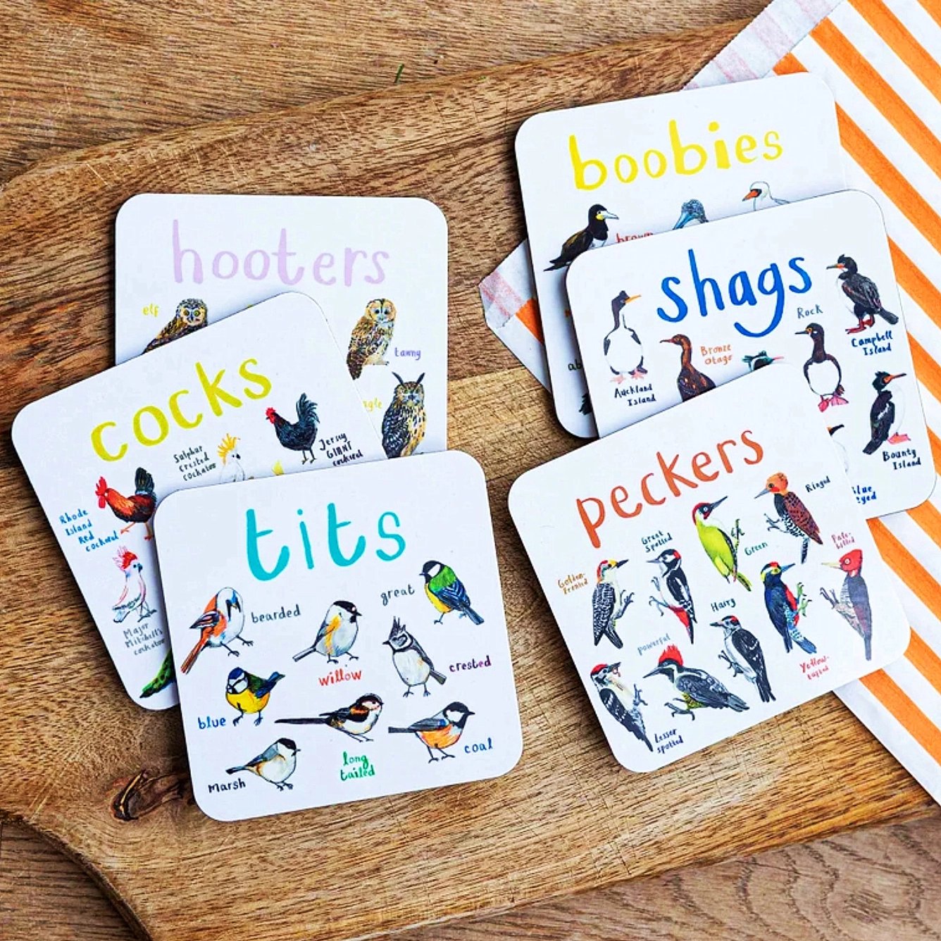 🔥🔥Last Day 49% OFF🔥🔥🐦Set of 6 Bird Pun Coasters