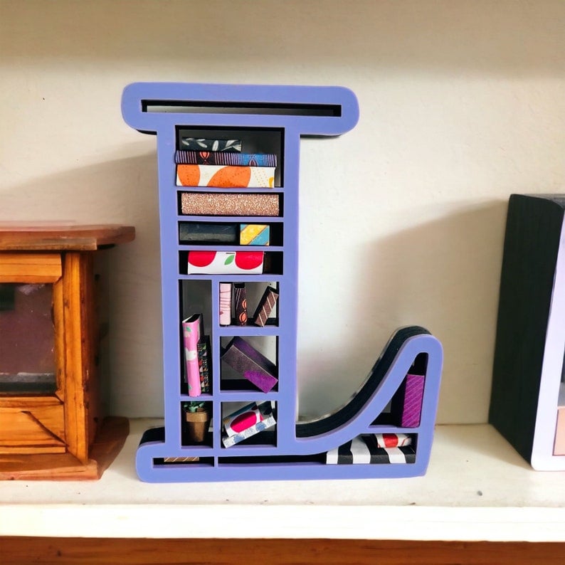 Custom Initial Book Lover Miniature Bookshelf