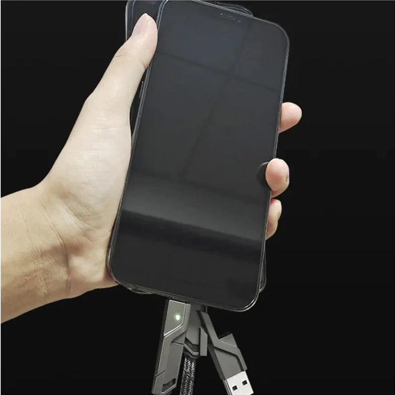 4-in-1 USB C Cable Lightning Cable 100W [Fast Charging & Data Sync] Flat Braided Multi iPad Charger Cord Combo Lightning/Type C/USB A Ports for iPhone 15/15 Pro/15 Plus/15 Pro Max, 2M