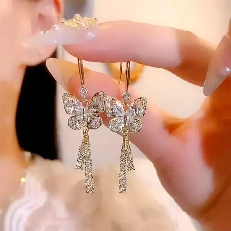 🔥HOT SALE NOW 49% OFF 🎁Crystal Butterfly Tassel Earrings