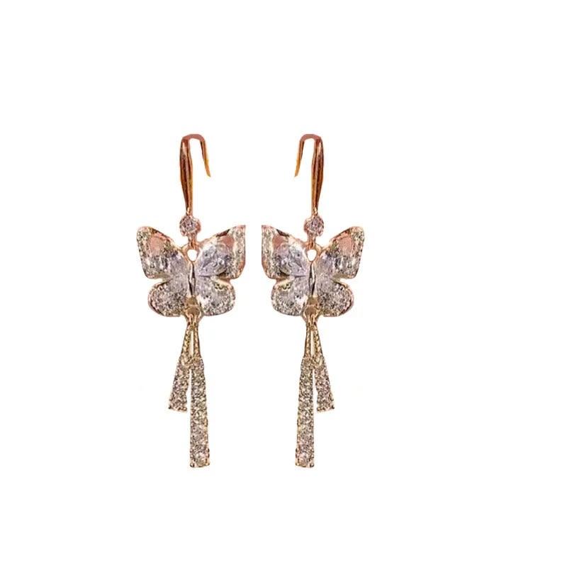 🔥HOT SALE NOW 49% OFF 🎁Crystal Butterfly Tassel Earrings