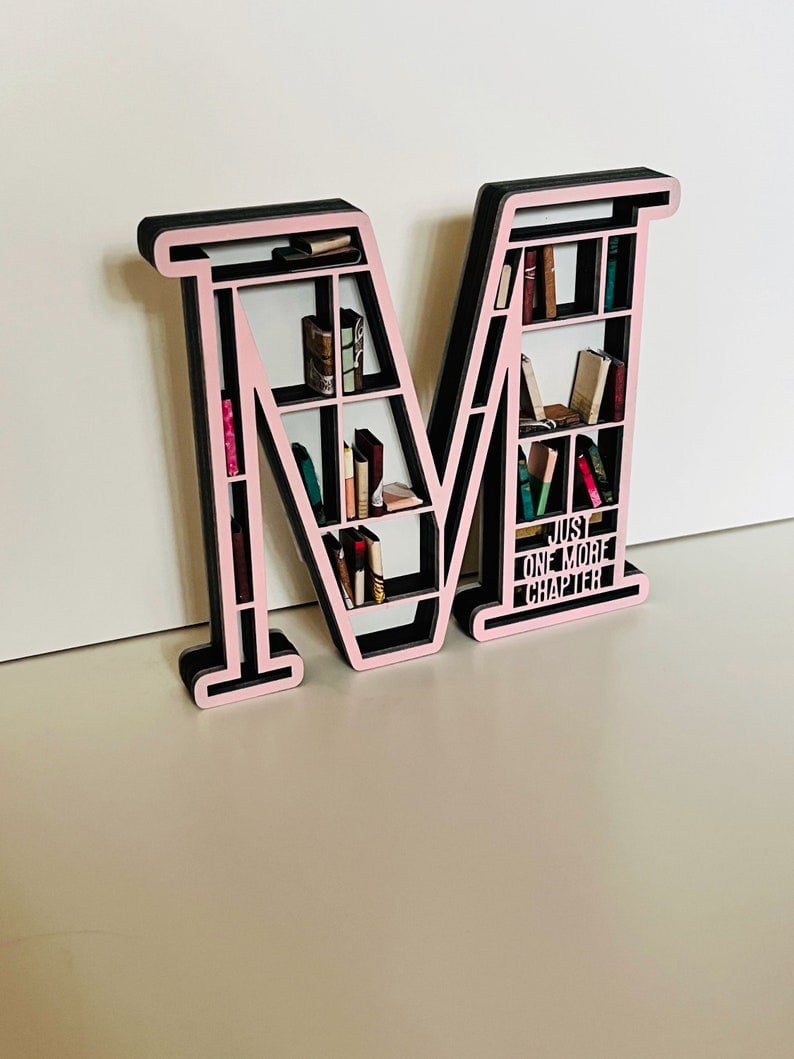 Custom Initial Book Lover Miniature Bookshelf