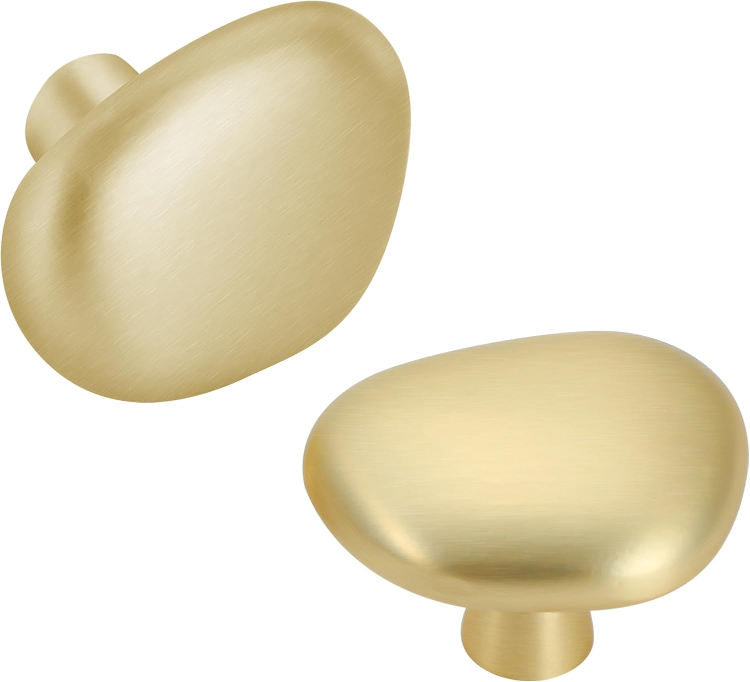 10 Pack Brushed Brass Pebble Cabinet Knobs