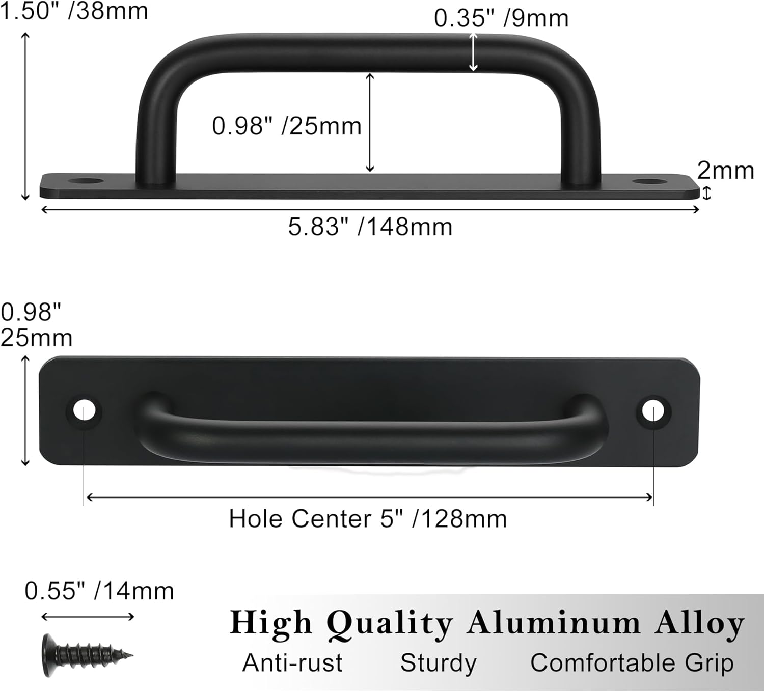 4 Pack Black Barn Door Handles
