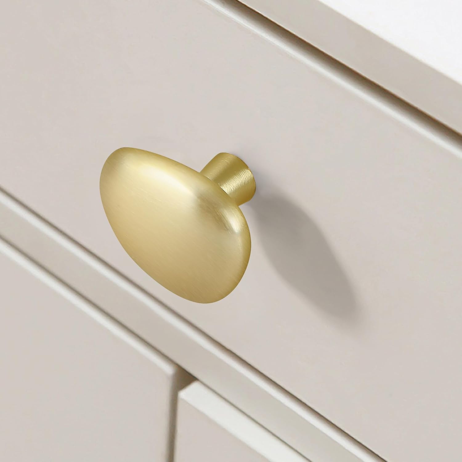 10 Pack Brushed Brass Pebble Cabinet Knobs