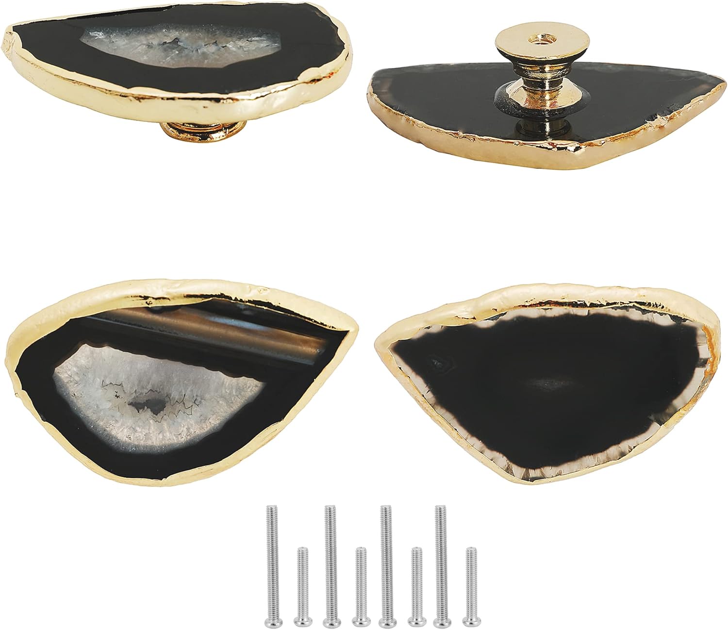 Unique Black Agate Cabinet Knobs and Pulls Set of 4