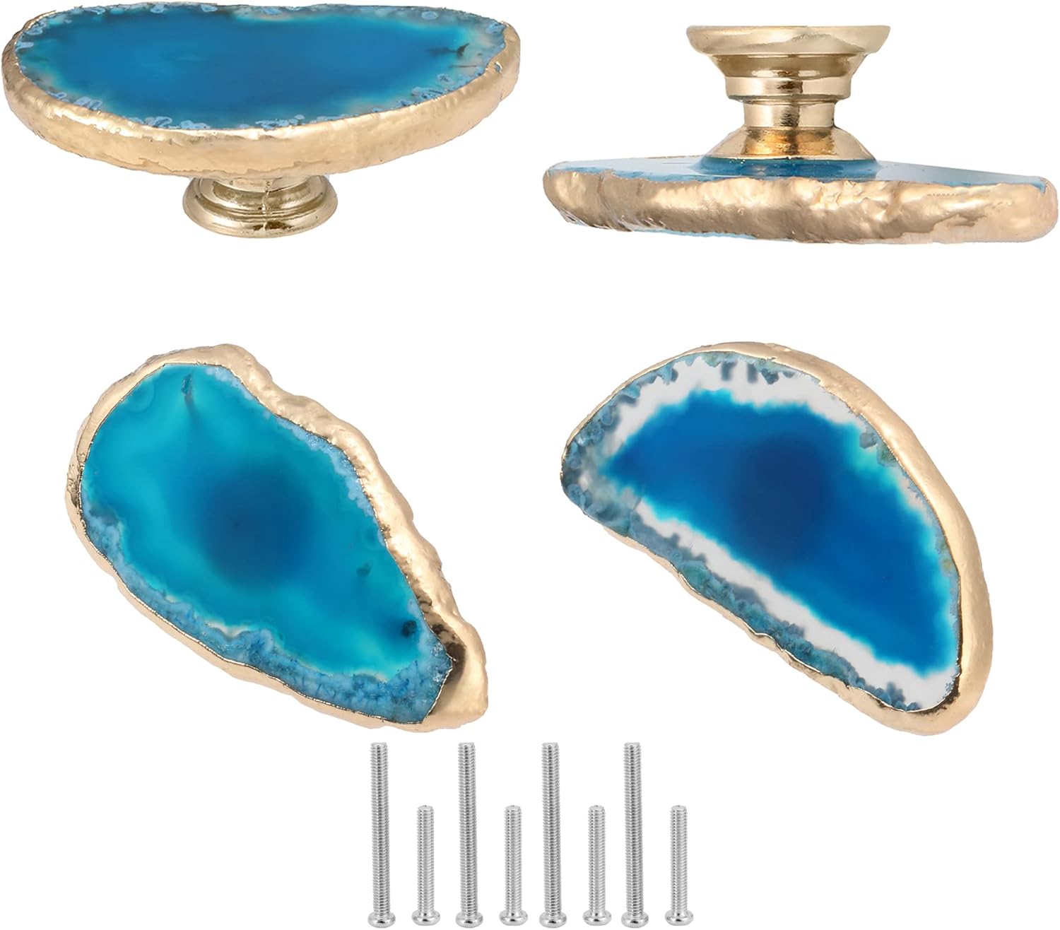 Unique Blue Agate Cabinet Knobs and Pulls Set of 4