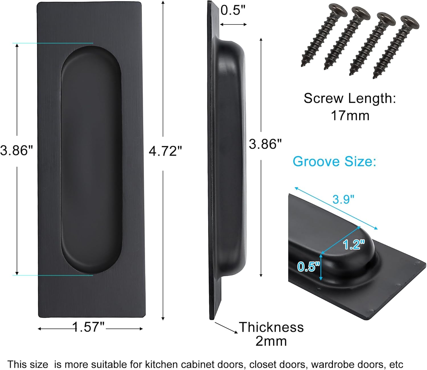 4.72 Inch Recessed Finger Flush Pulls