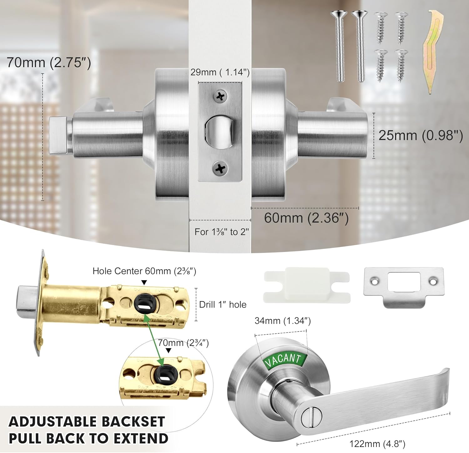 Commercial Door Handle with Occupied Sign