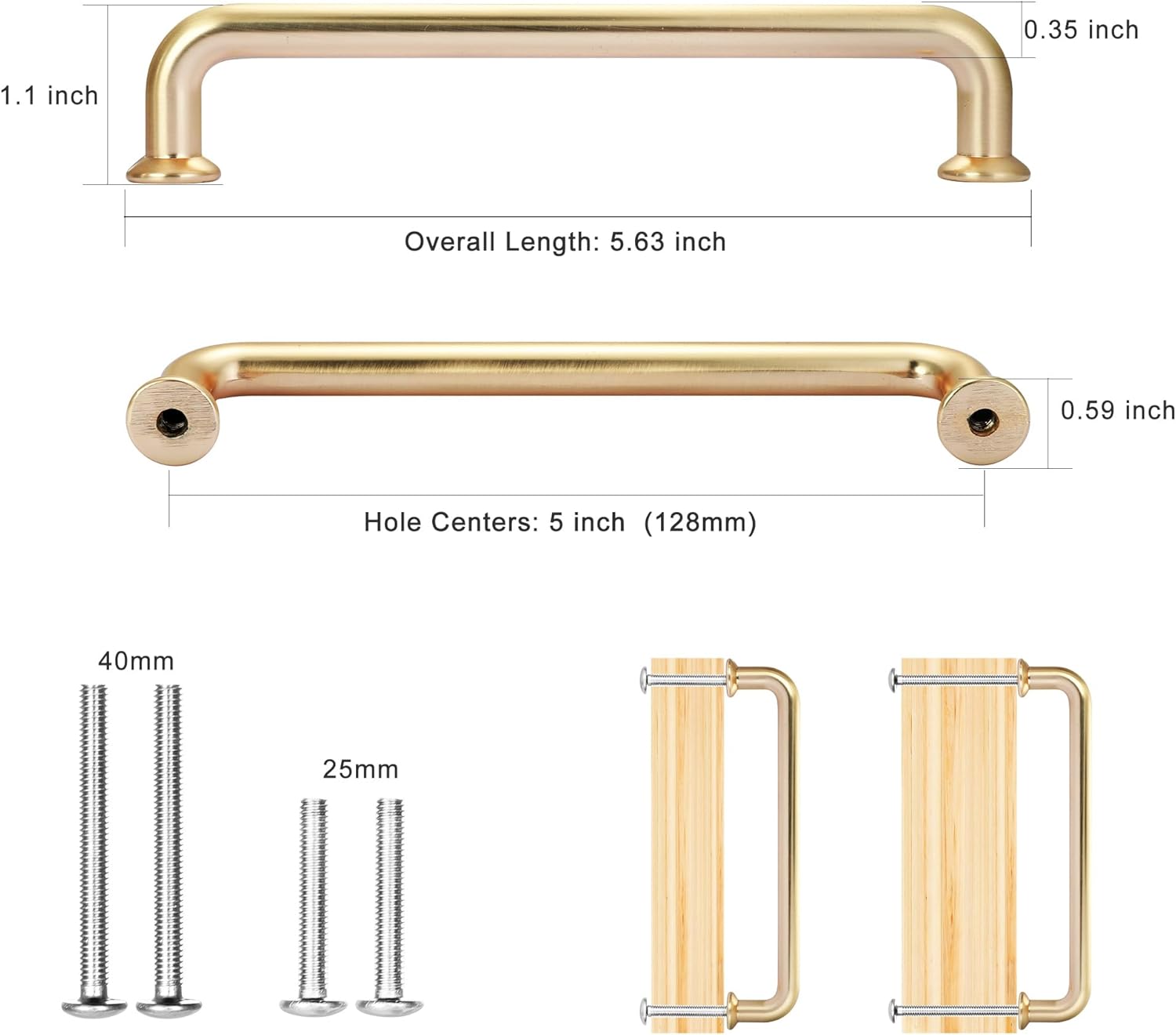 10 Pack 5 Inch Brushed Brass Kitchen Cabinet Handles 