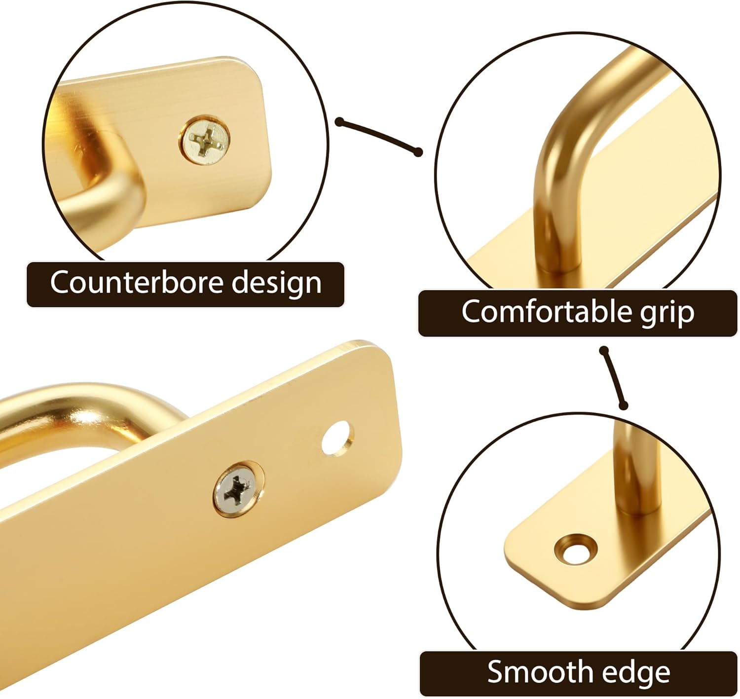 4 Pack Gold Barn Door Handles