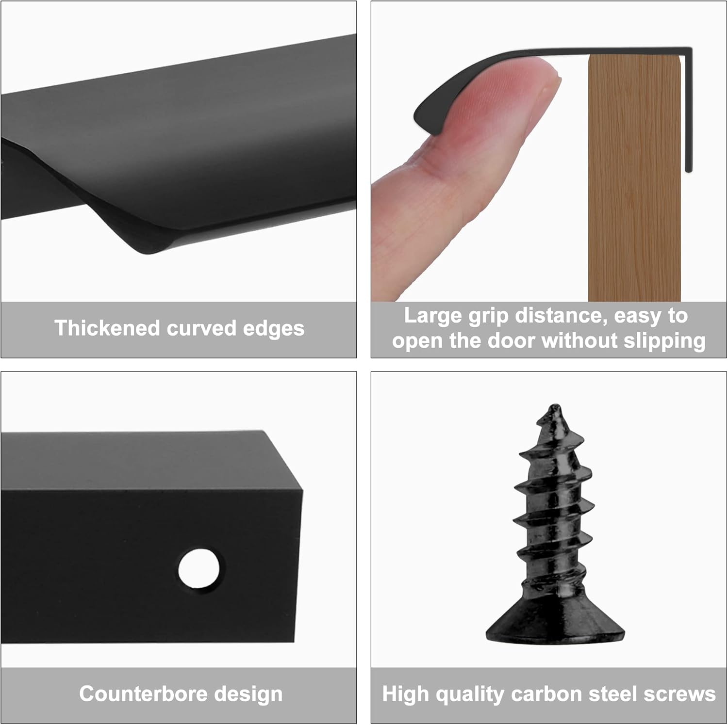 10 Pack Black Edge Finger Pulls