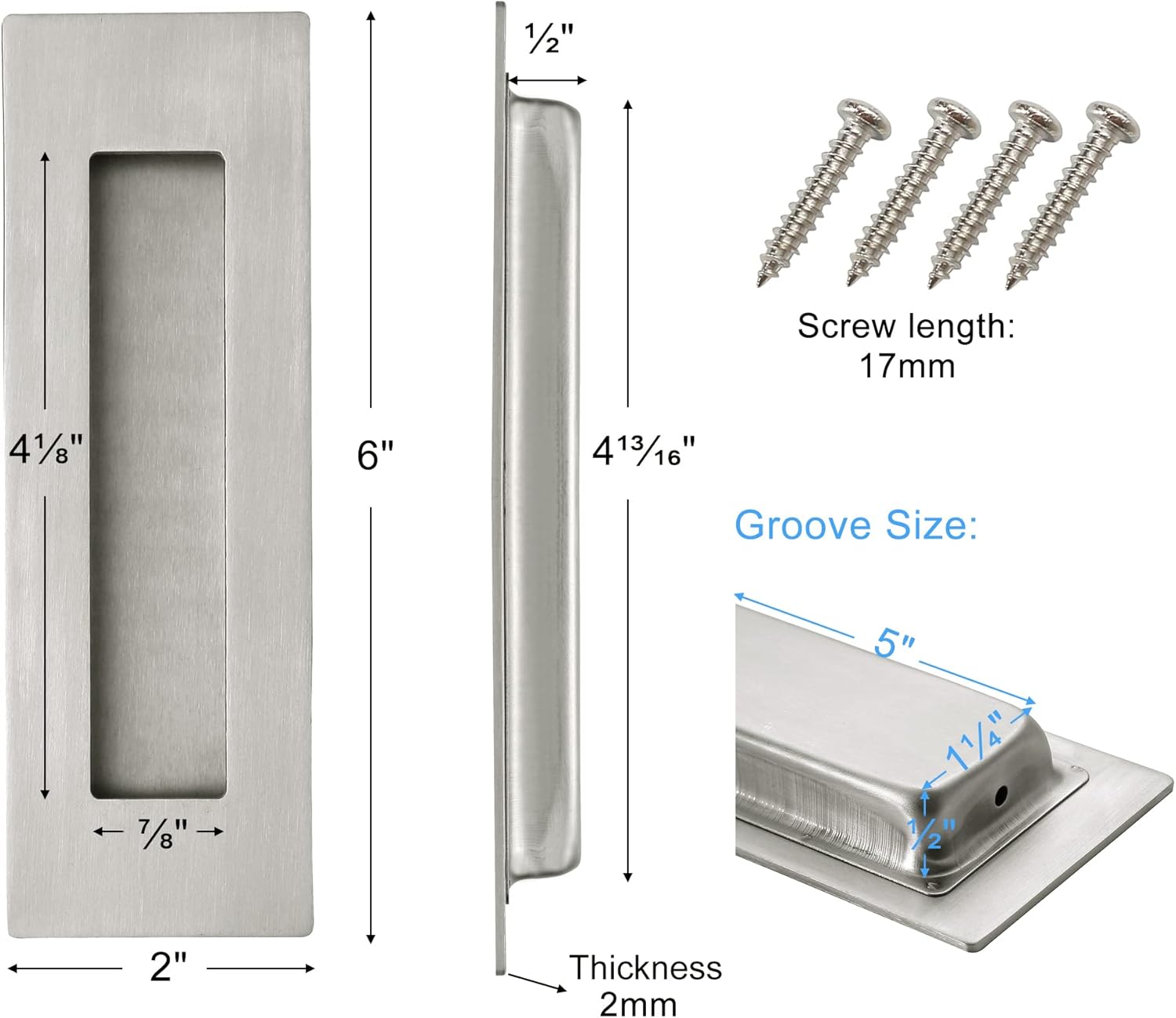 6 Inch Recessed Finger Flush Pulls
