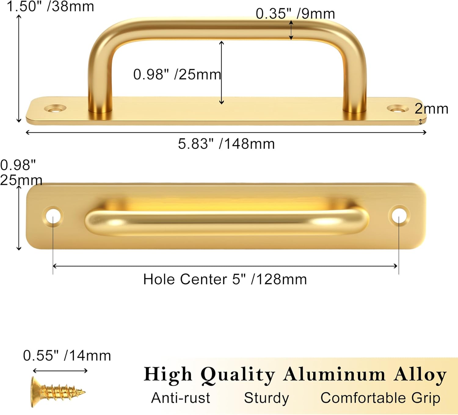 4 Pack Gold Barn Door Handles