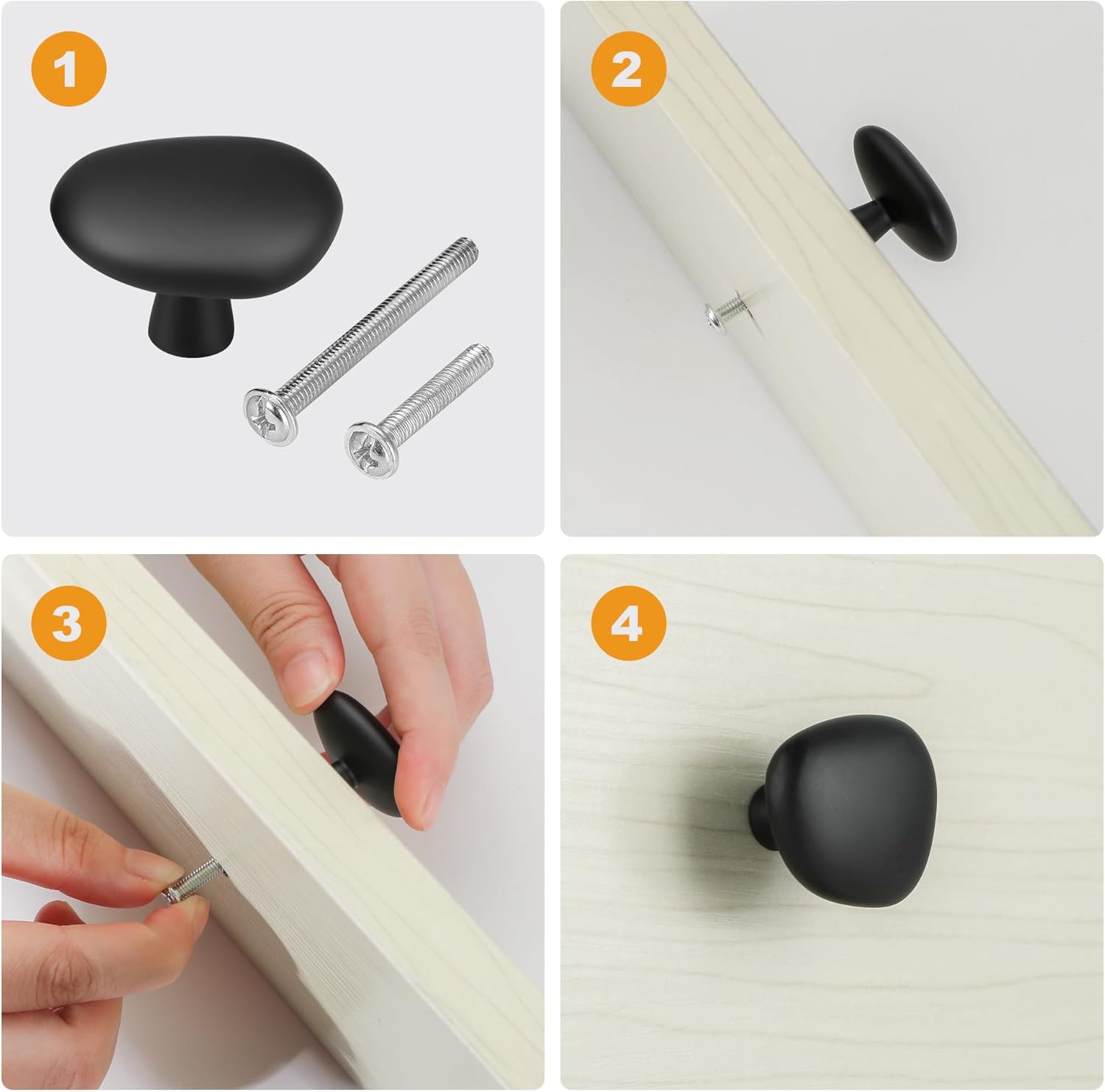 10 Pack Matte Black Pebble Cabinet Knobs for Dresser Drawers