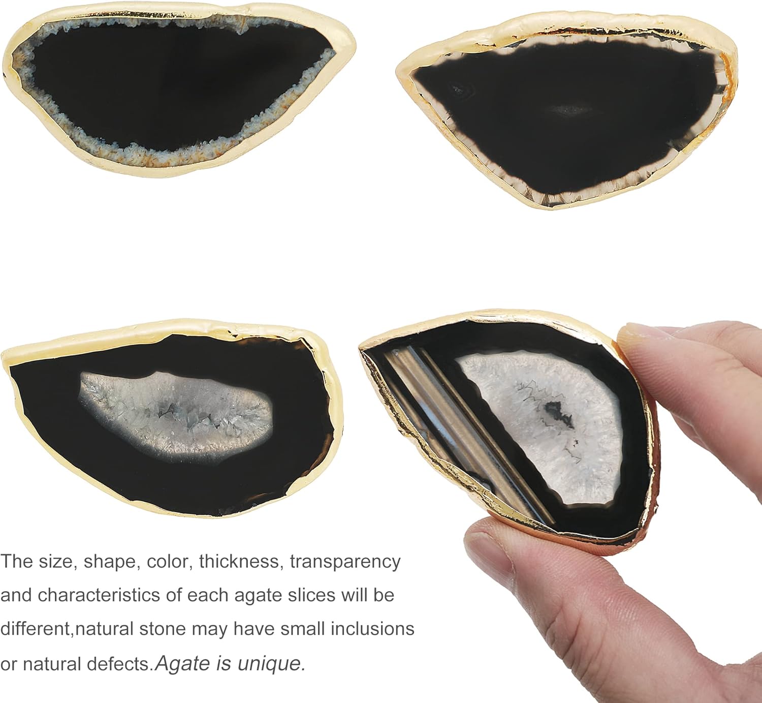 Unique Black Agate Cabinet Knobs and Pulls Set of 4