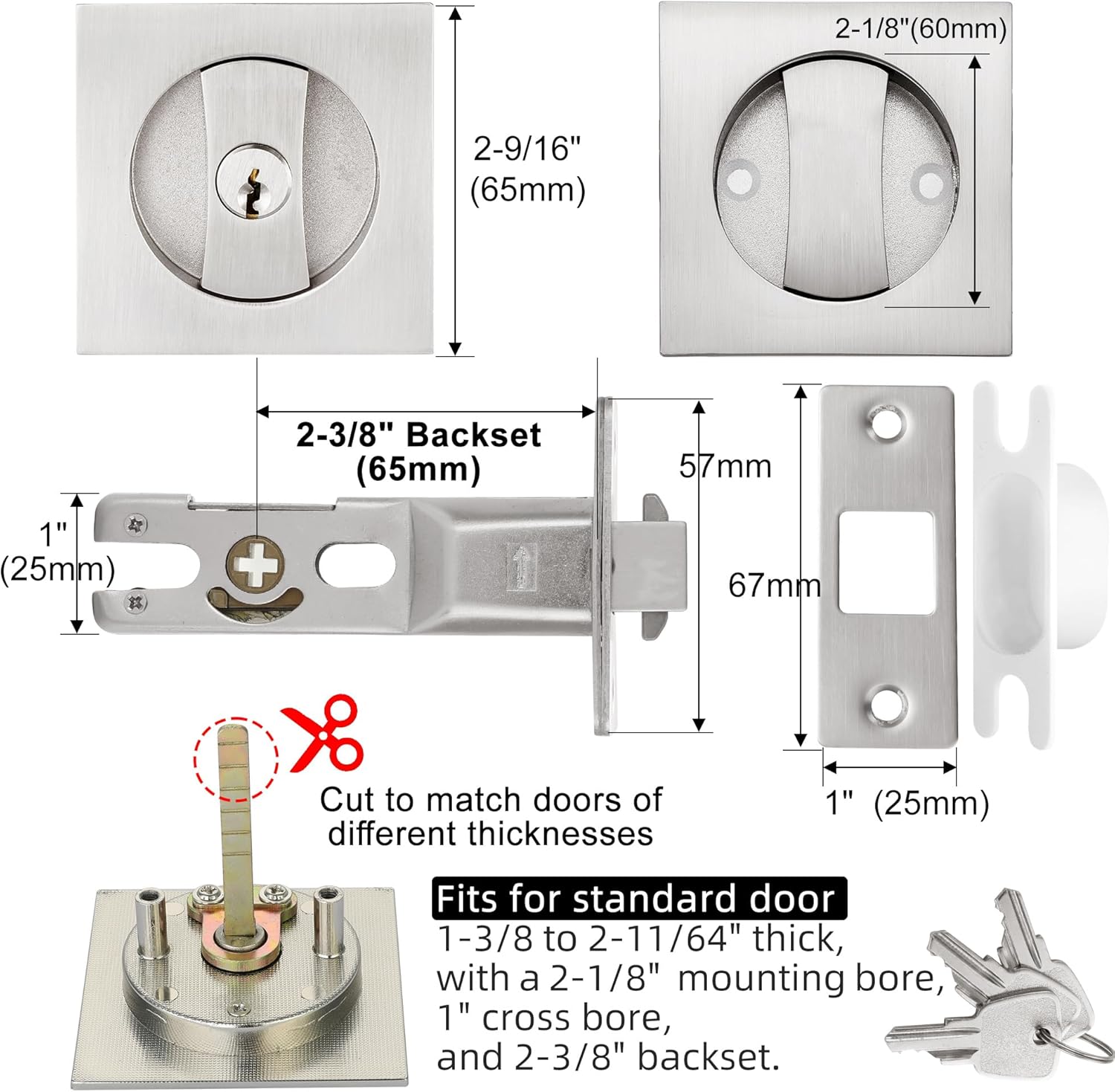 Pocket Door Lock with Key