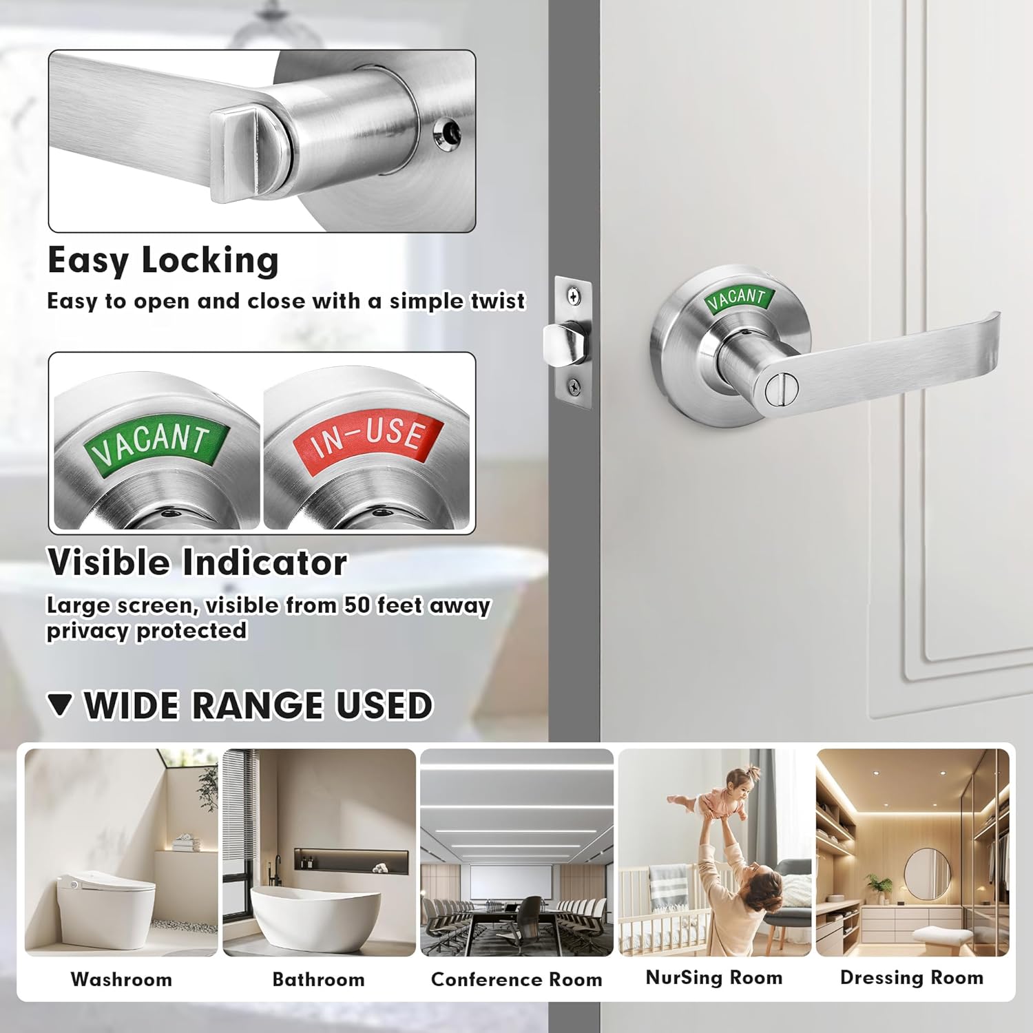 Commercial Door Handle with Occupied Sign