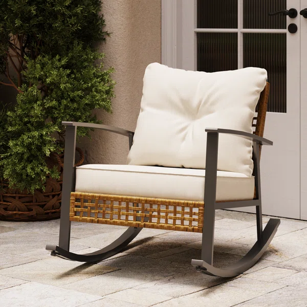 Patio Wicker Rocker with Cushions