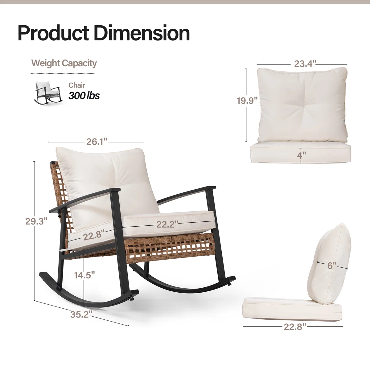 Patio Wicker Rocker with Cushions