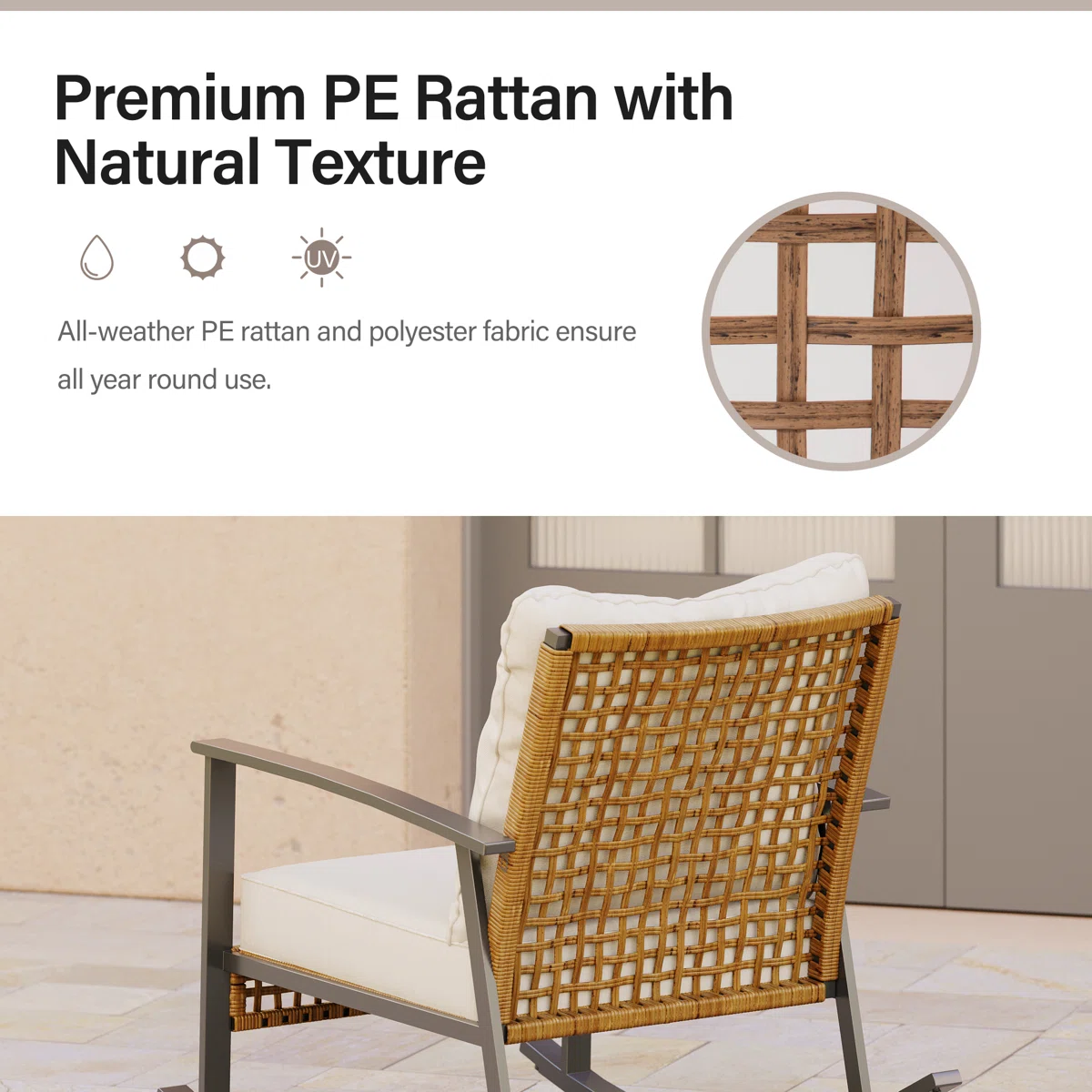 Patio Wicker Rocker with Cushions