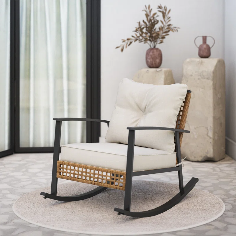 Patio Wicker Rocker with Cushions