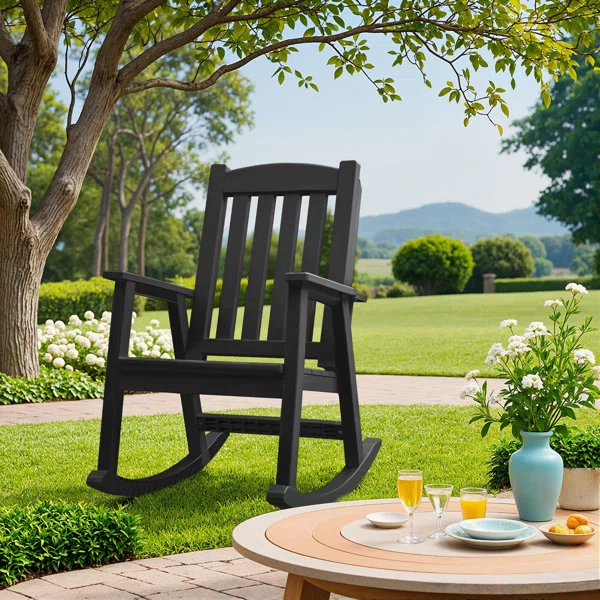 Outdoor Plastic Rocking Chair For Deck, Patio, Balcony