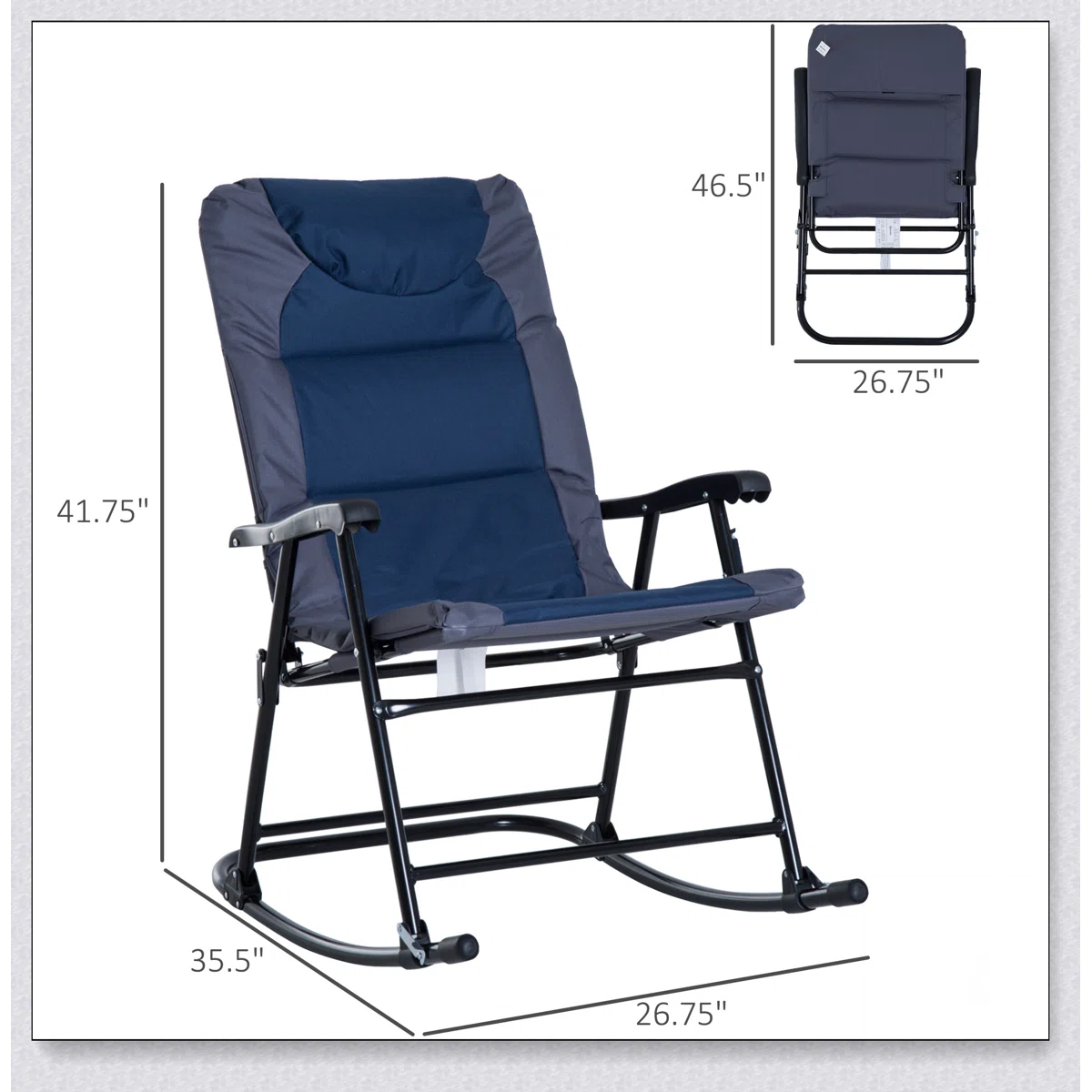 2 Piece Outdoor Rocking Chair Set, Patio Furniture Set with Folding Design