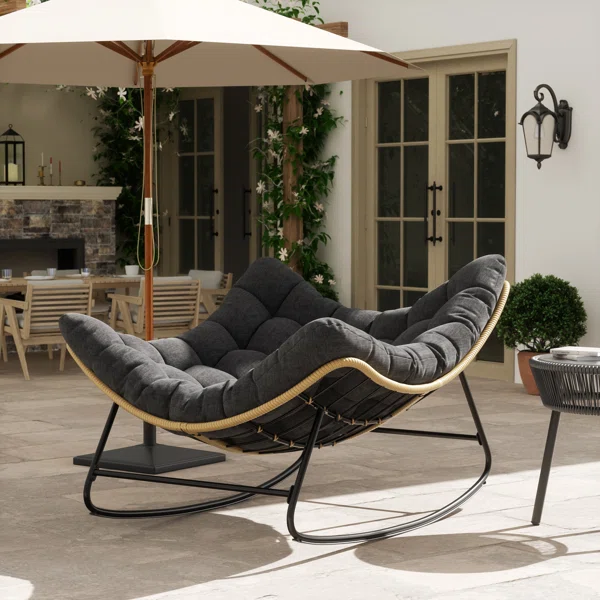 Oversized Outdoor Rocking Papasan Chair With Cushion