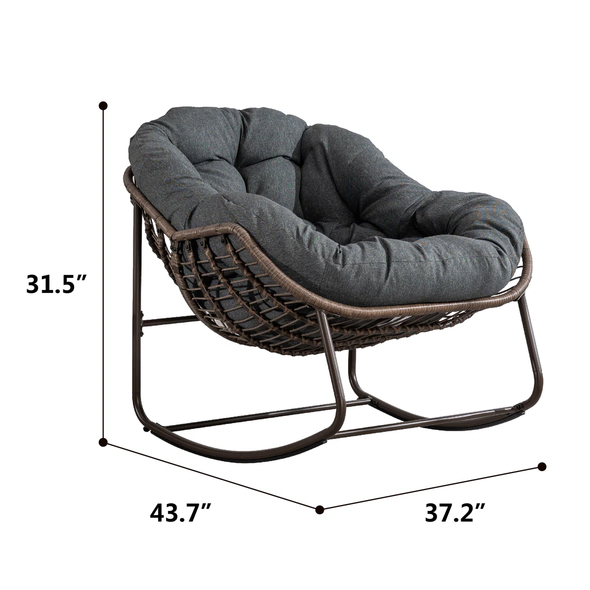 Wicker Rocking Chair With Metal Frame