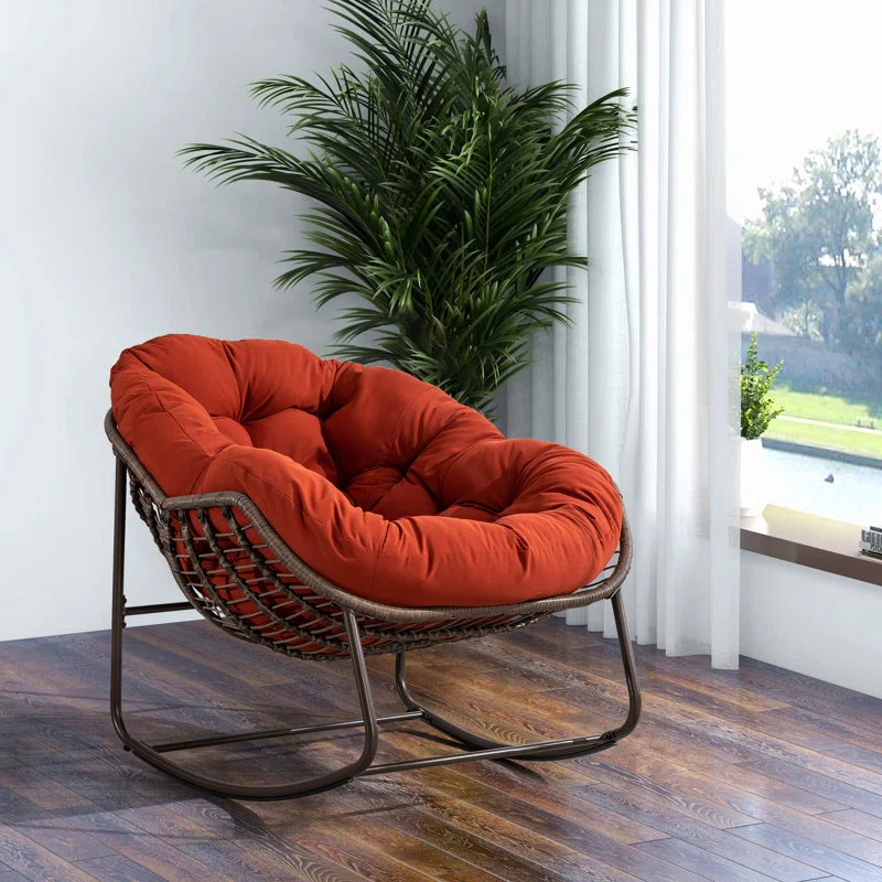 Wicker Rocking Chair With Metal Frame