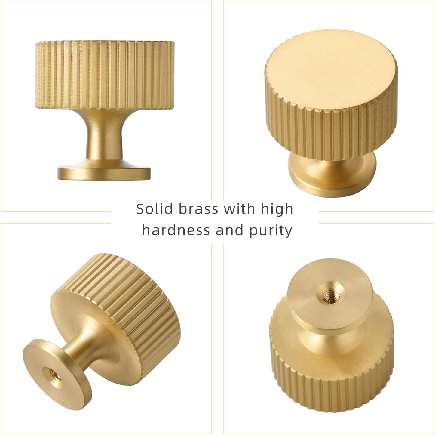 Solid Brass Kitchen Cabinet Knobs,Matt Gold Drawer Pulls, 1-1/10 Inch 28mm Diameter, Modern Furniture Handles for Cupboard Wardrobe