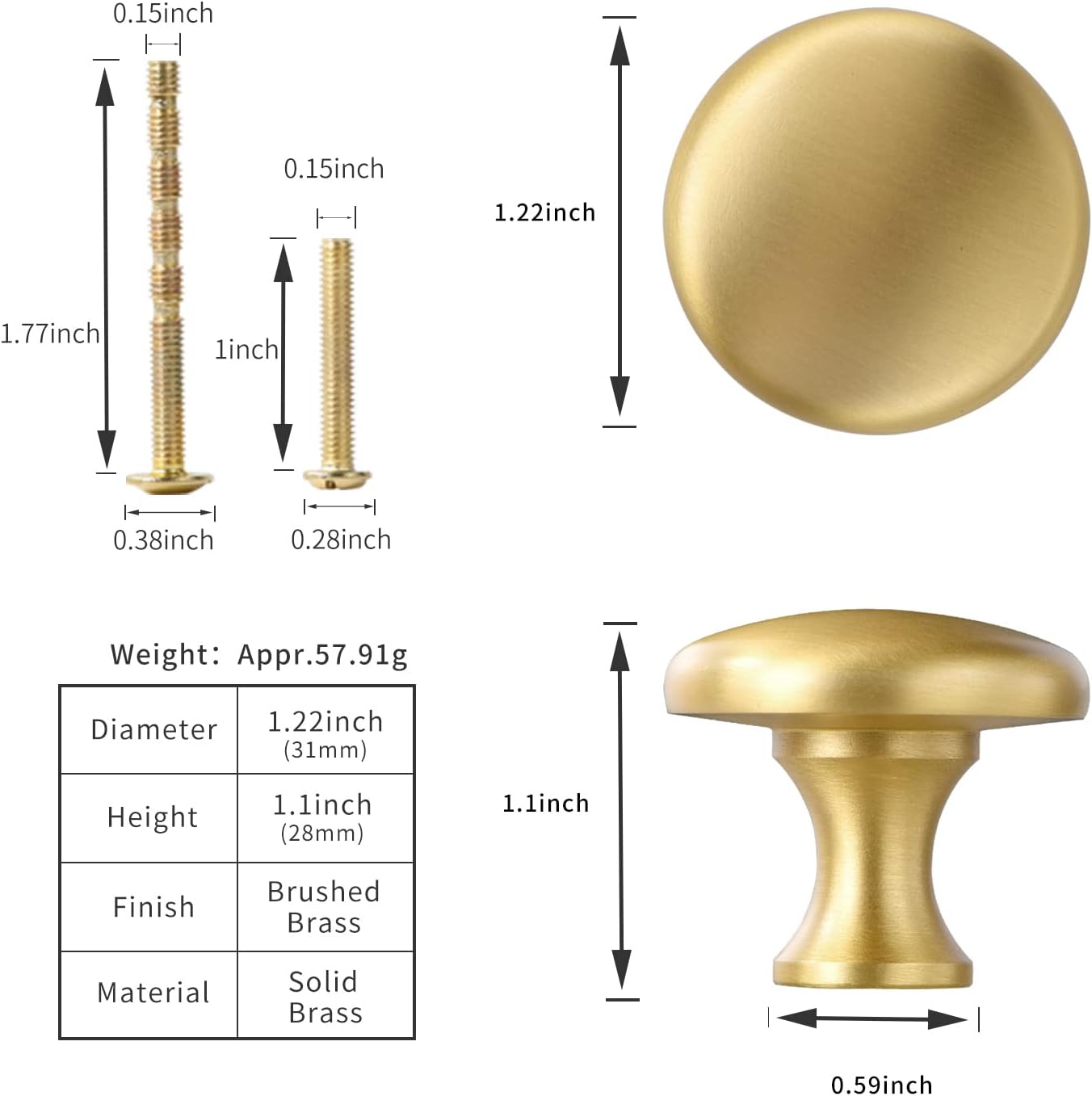 Round Dresser Drawer Pulls,1.26 Inch, Bathroom Cabinet Handles, Furniture Hardware for Closet Cupboard