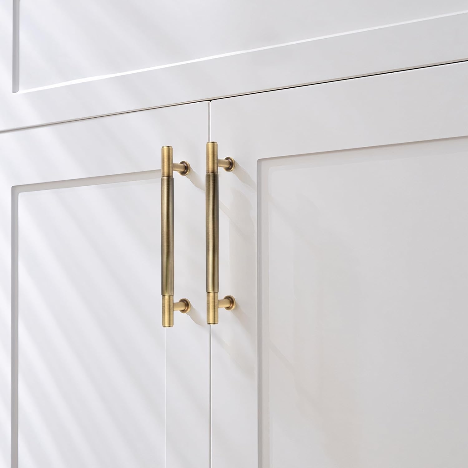 5 Pack Antique Brass Kitchen Cabinet Pulls, 5 Inch Solid Brass Dresser Drawer Handles, Furniture Hardware Door Pulls for Cupborard Wardrobe Closet Vanity