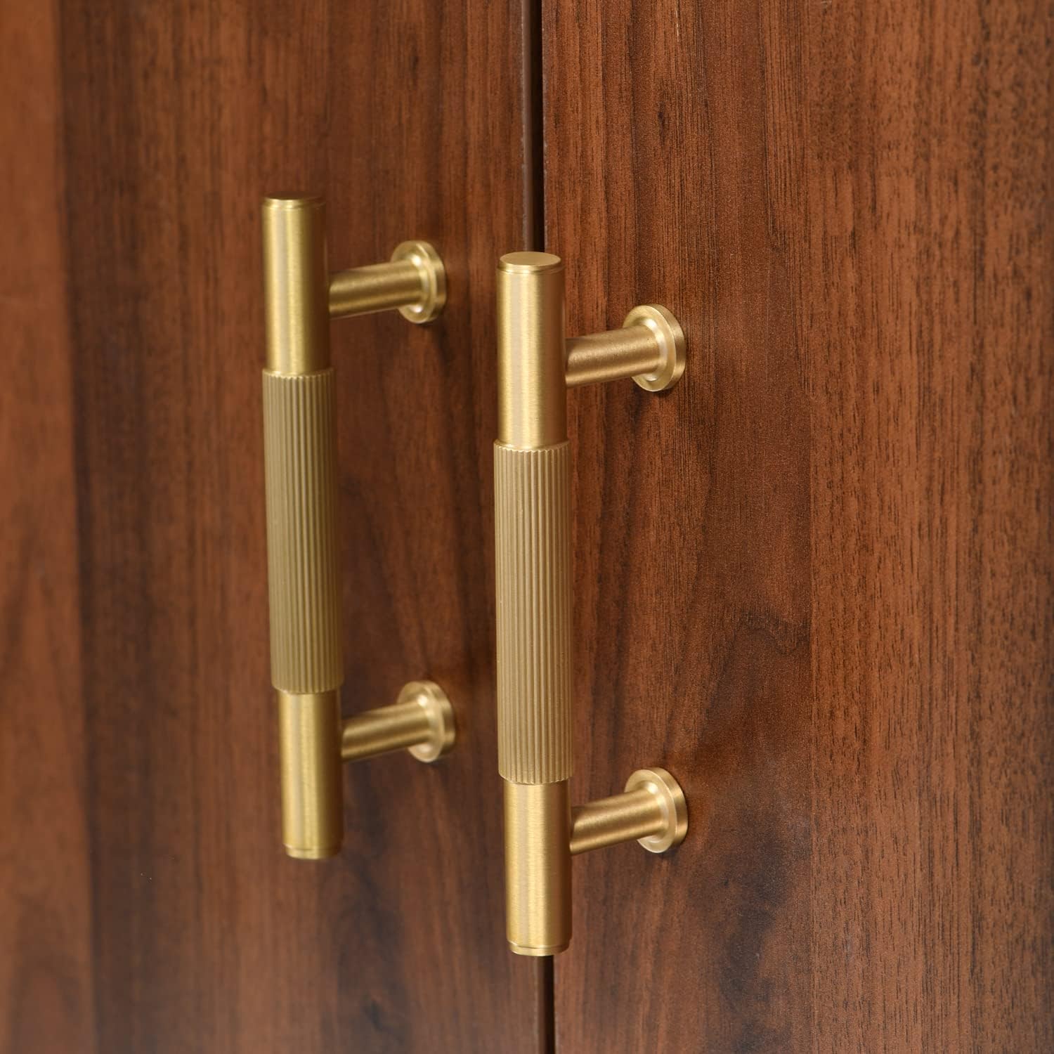 2 Pack Gold Kitchen Cabinet Handles, Brushed Brass Dresser Drawer Pulls, 3 Inches Furniture Door Handles for Cupboard