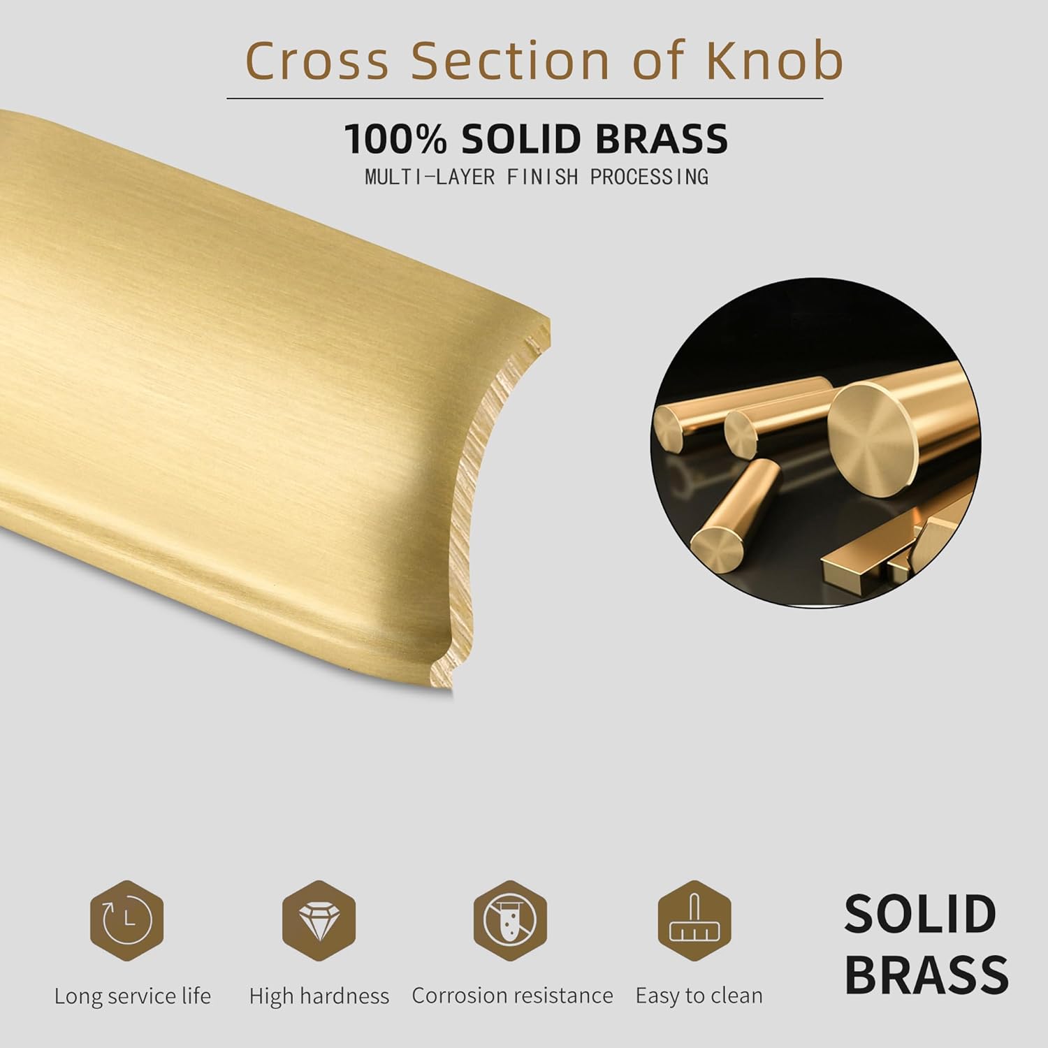 2-1/2 inch Small Solid Brass Cup Knobs for Cupboard Wardrobe, Classic Dresser Vanity Door Handles, Furniture Hardware