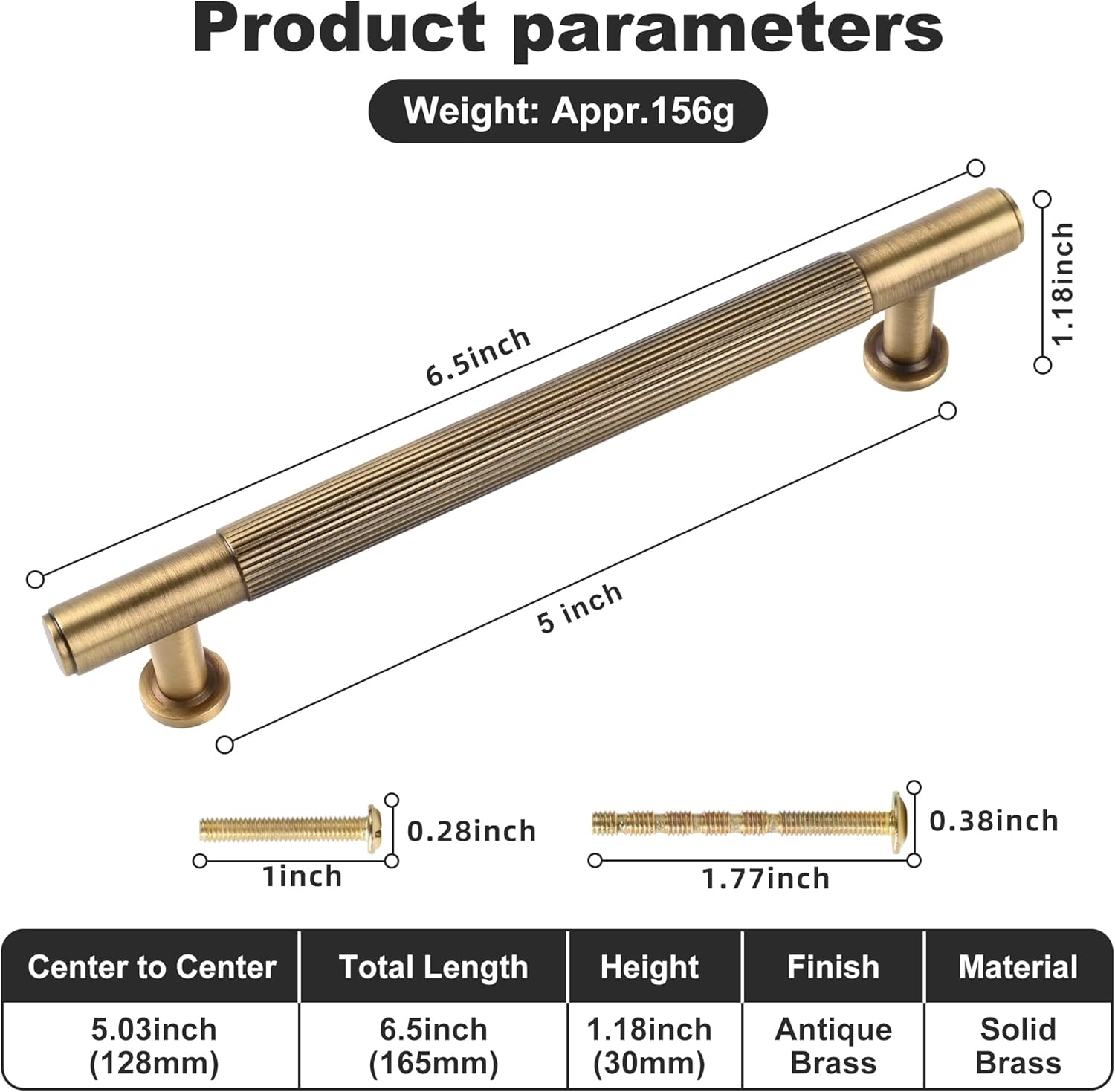 5 Pack Antique Brass Kitchen Cabinet Pulls, 5 Inch Solid Brass Dresser Drawer Handles, Furniture Hardware Door Pulls for Cupborard Wardrobe Closet Vanity