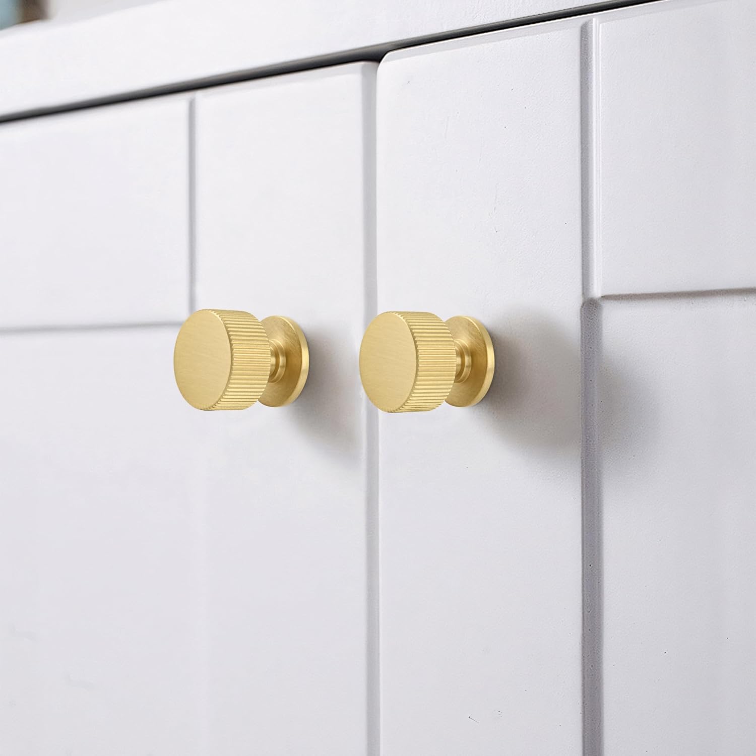 Solid Brass Dresser Drawer Knob 5 Pack, Modern Furniture Handles for Bathroom Bedroom Closet Wardrobe