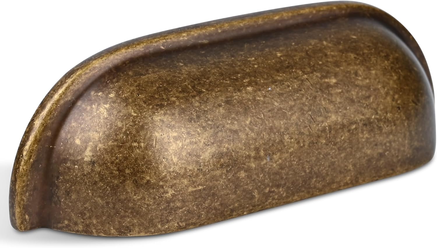 2 Pack Antique Brass Cup Drawer Pulls, 2.5inch Solid Brass Kitchen Cabinet Knobs, Retro Bronze Door Knobs for Dresser Closet Wardrobe and Cupboard