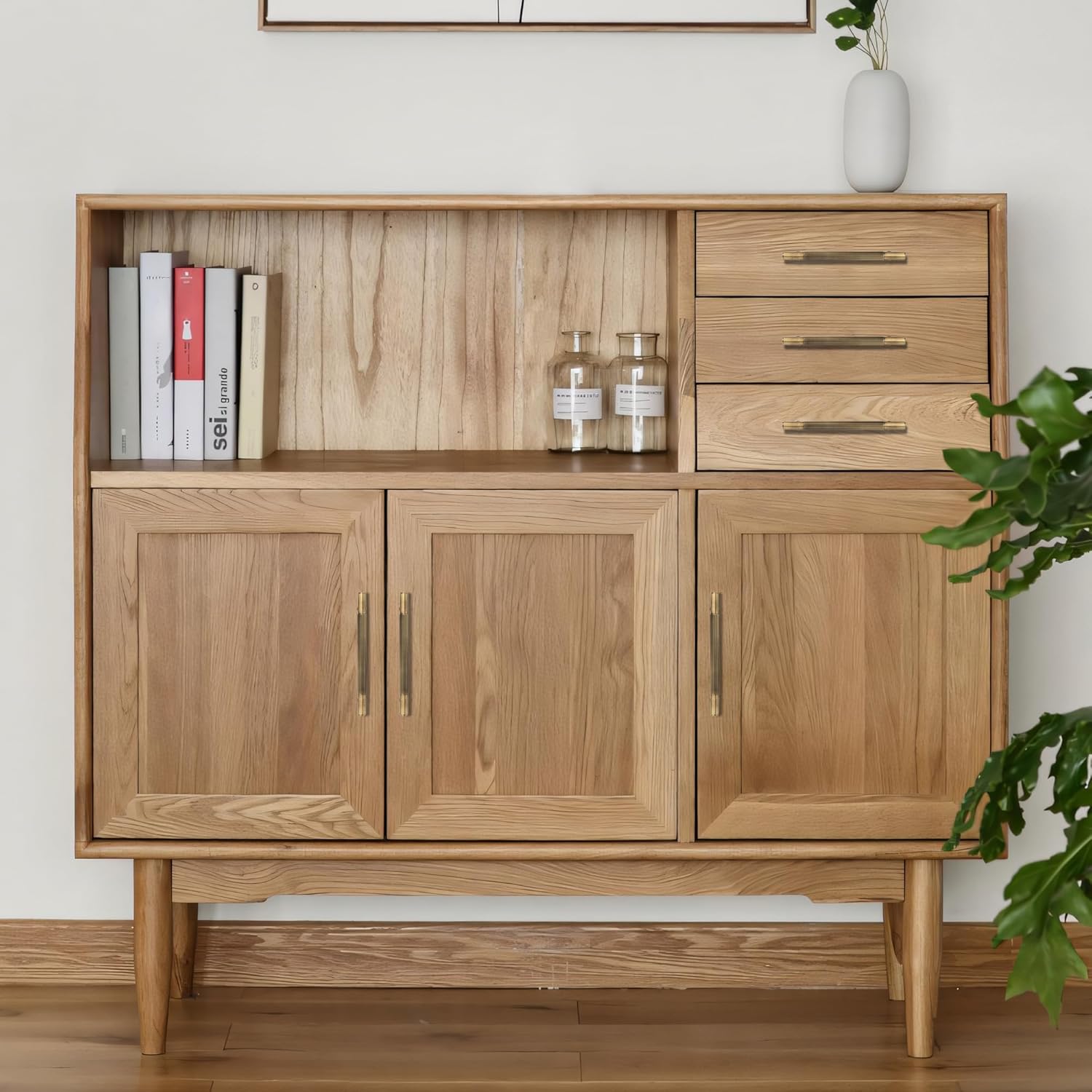 5 Pack Antique Brass Kitchen Cabinet Pulls, 5 Inch Solid Brass Dresser Drawer Handles, Furniture Hardware Door Pulls for Cupborard Wardrobe Closet Vanity